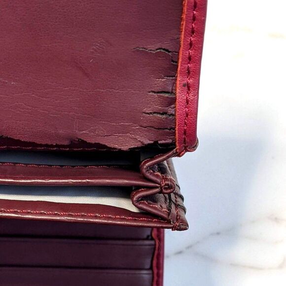 Coach Burgundy Signature Large Fold Wallet - Picture 11 of 16
